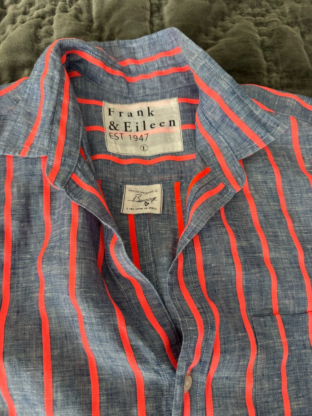 Frank & Eileen Barry- Neon Pink Striped Linen Blend L